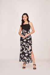 Black Crepe Ankle-Length Dress